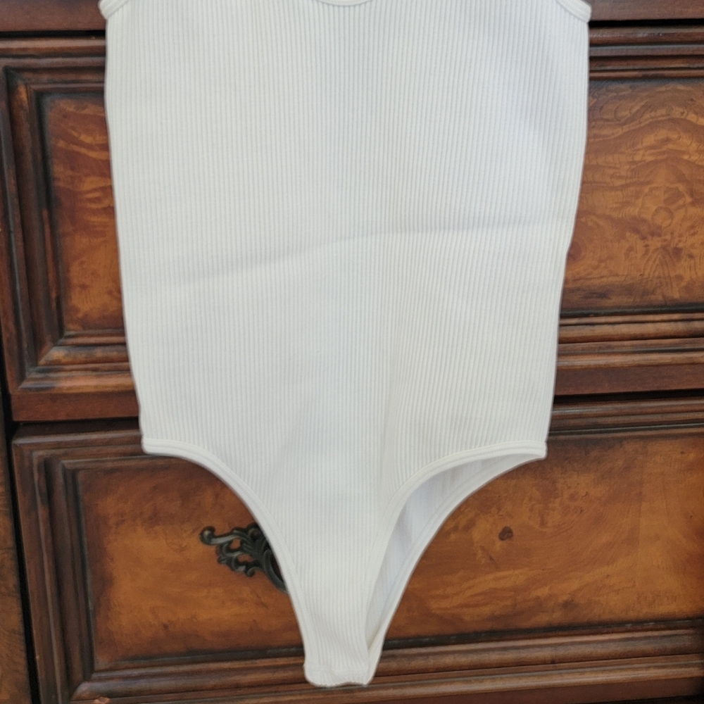 ZARA White Ribbed Bodysuit XS - Picture 2 of 2